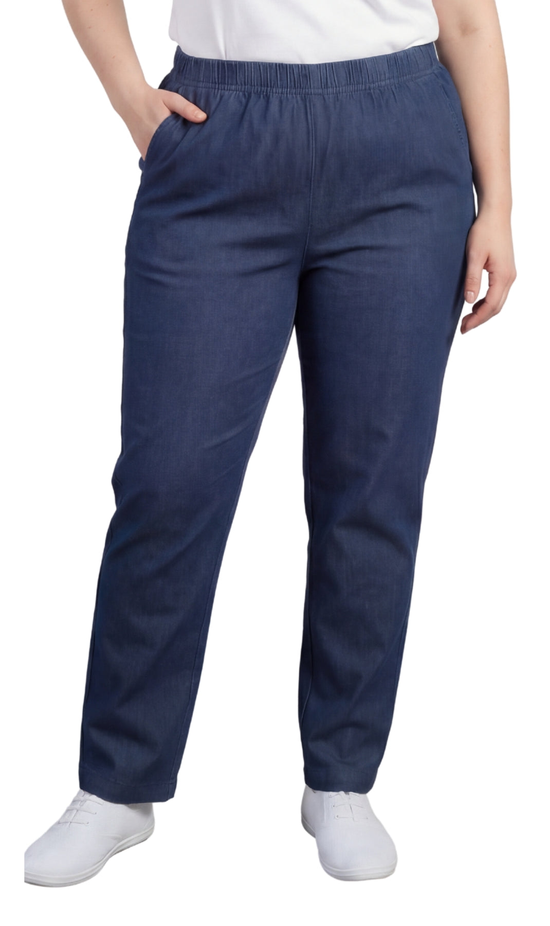 Women's Lightweight Pull-On Denim Jeans with Elastic Waist – Relaxed Fit Stretch Jeans for Casual Everyday Wear 1