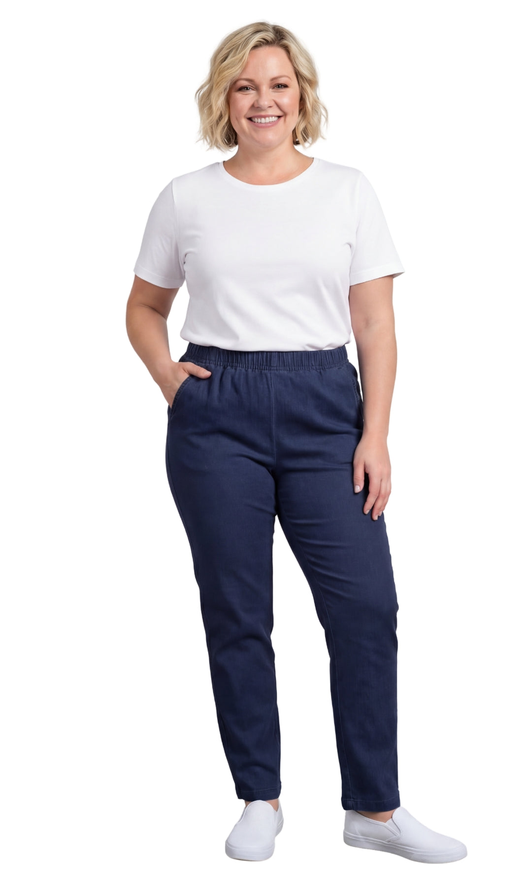 Women's Lightweight Pull-On Denim Jeans with Elastic Waist – Relaxed Fit Stretch Jeans for Casual Everyday Wear 33