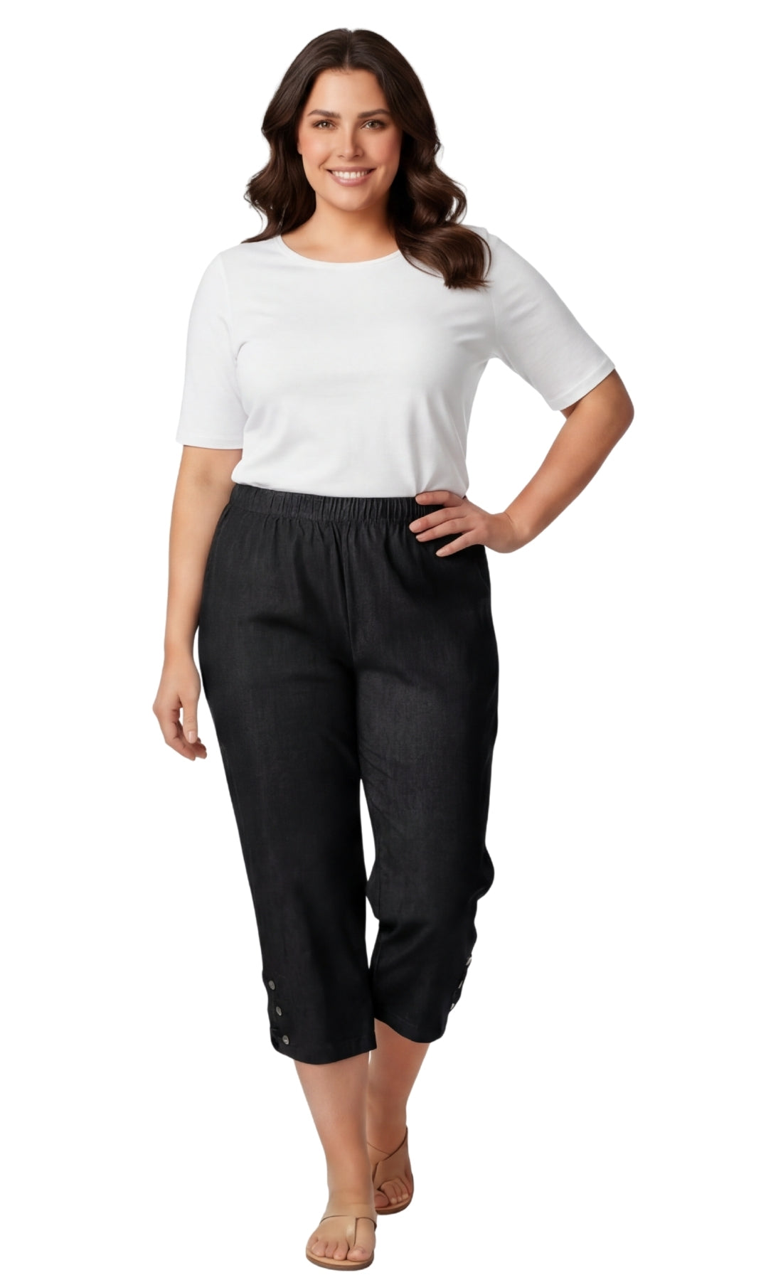 Women’s Lightweight Capris with Studded Hem Detail