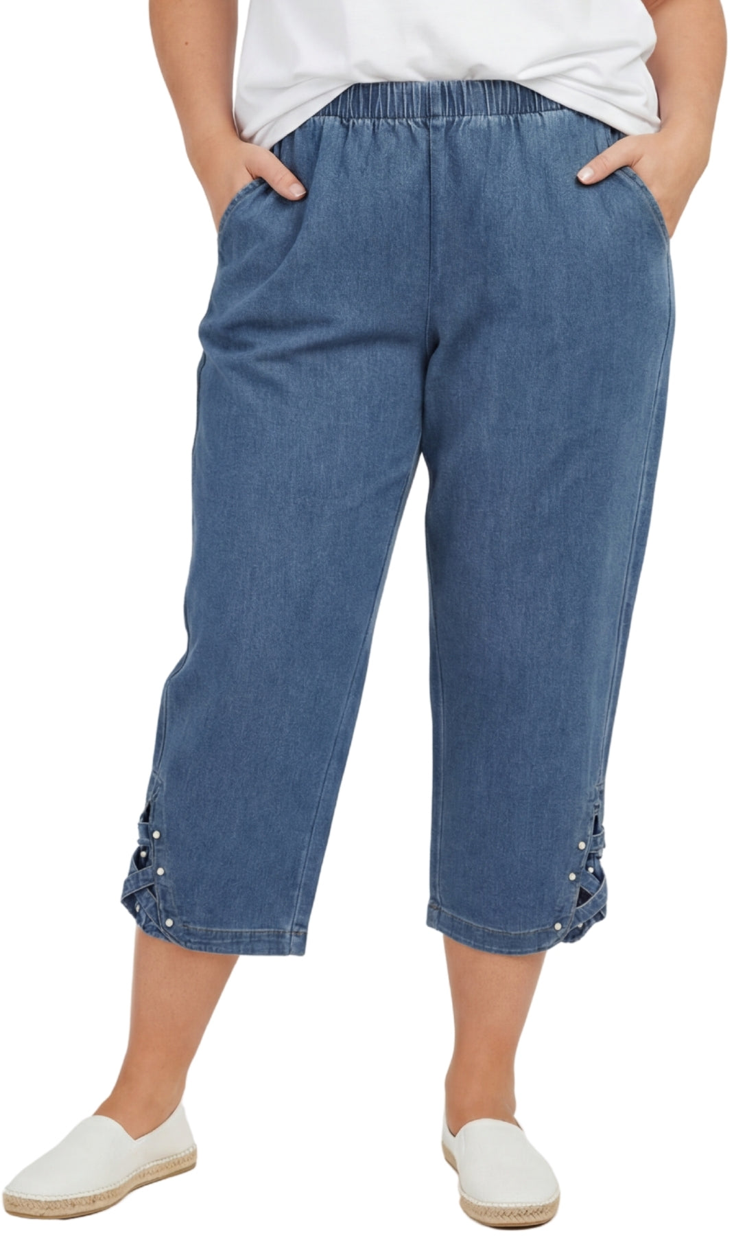 Women’s Lightweight Capris with Studded Hem Detail 5