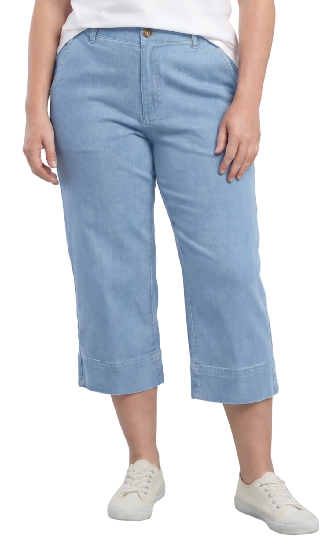 Women’s Lightweight Straight Leg Casual Denim Capri Pants in Cotton Blend Fabric 5