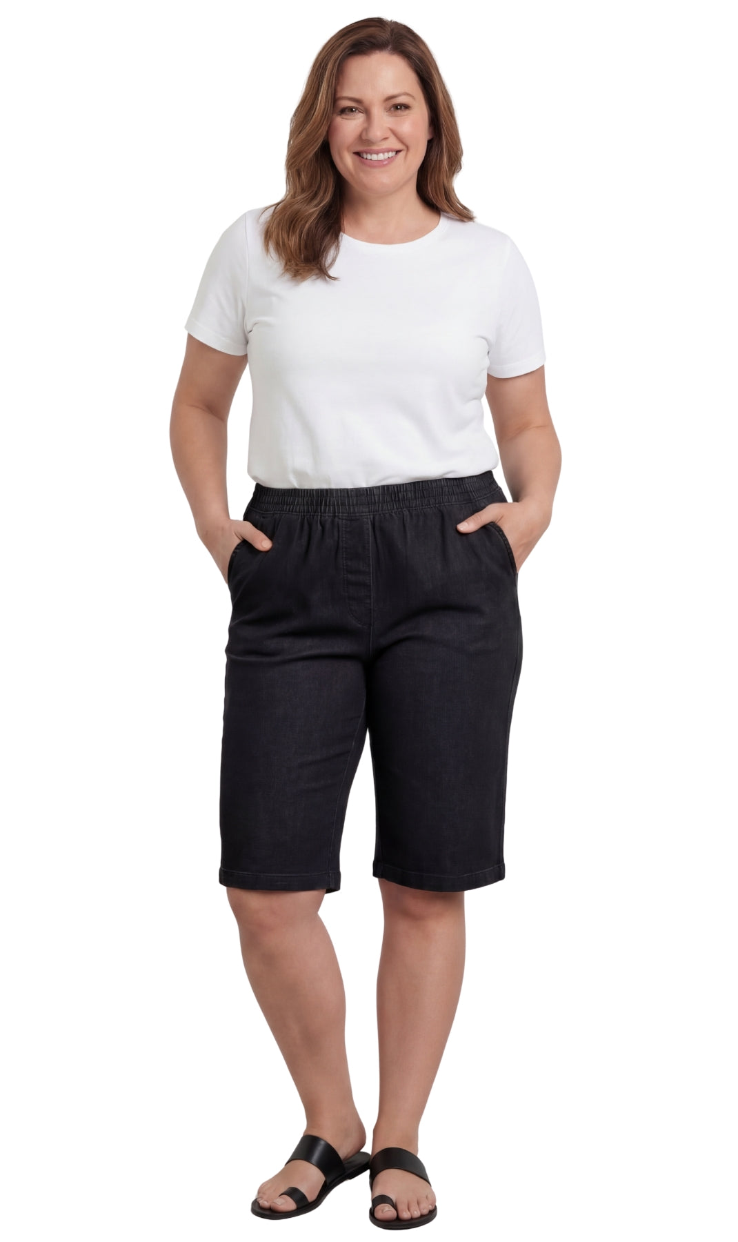 Women's Easy Pull on Bermuda Shorts in Denim and Twill 33