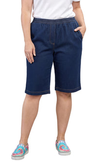 Women's Easy Pull on Bermuda Shorts in Denim and Twill