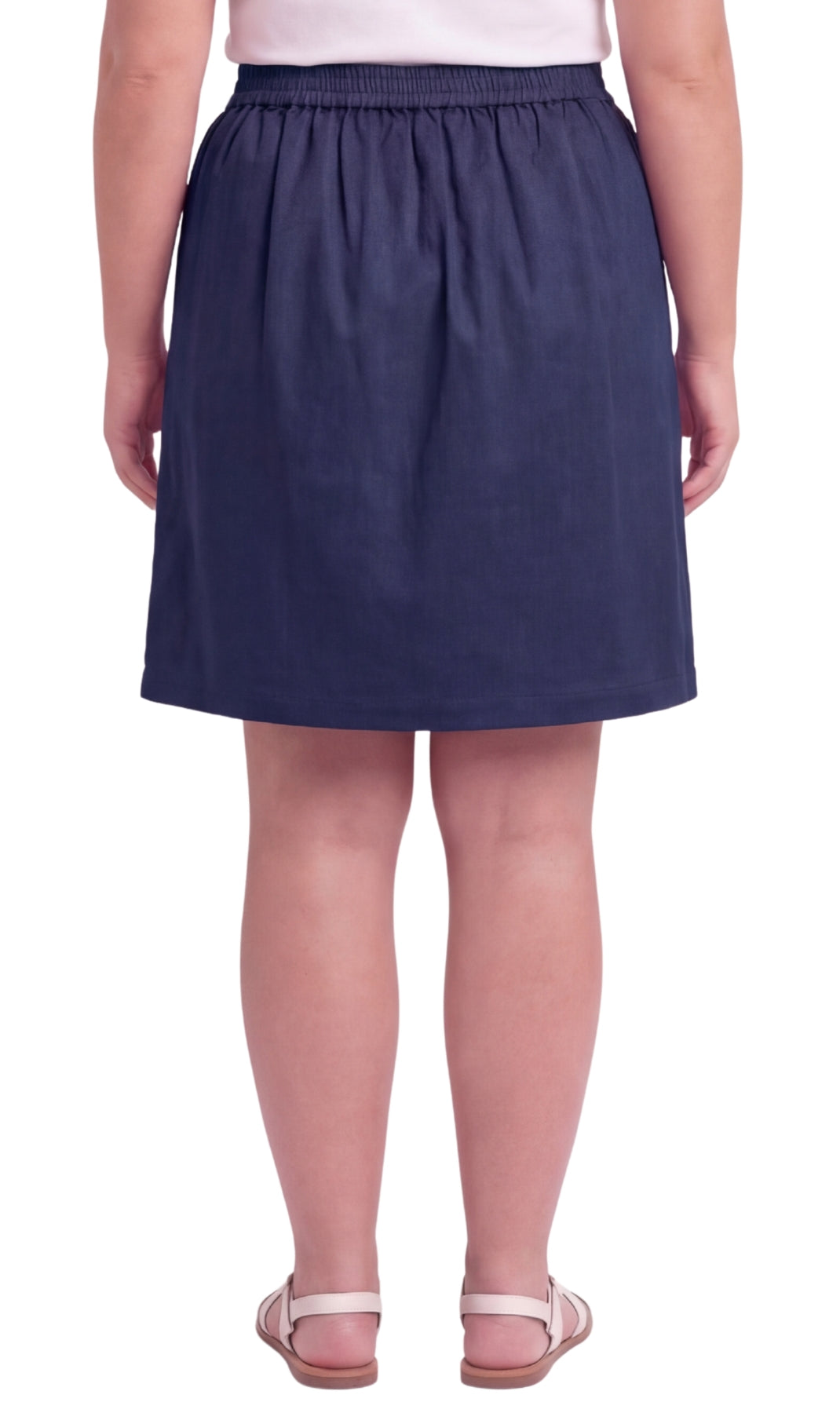 Turtle Bay New York Women's Pull on Skort in Twill with Elastic Waist and Front Pockets Navy back