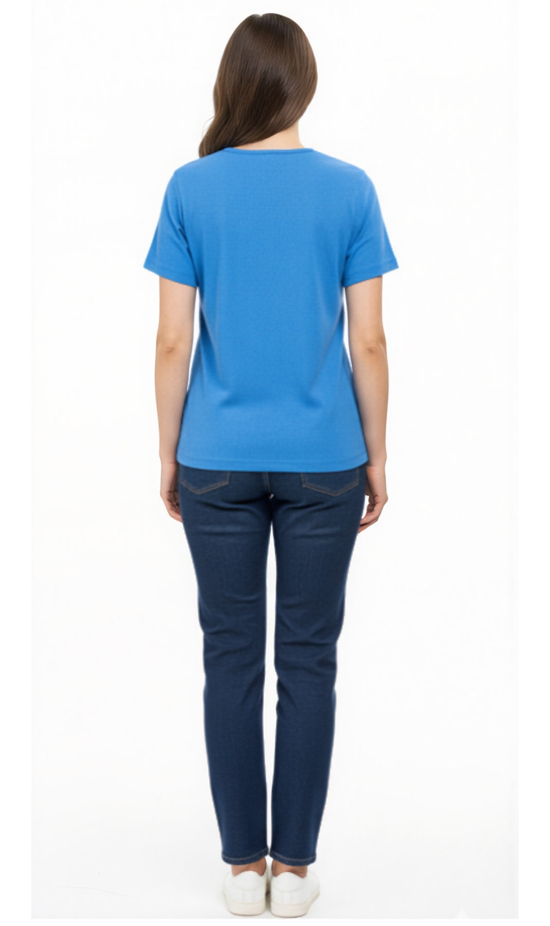 Women's Textured Knit T-shirt with Jewel Neckline and Short Sleeves 5