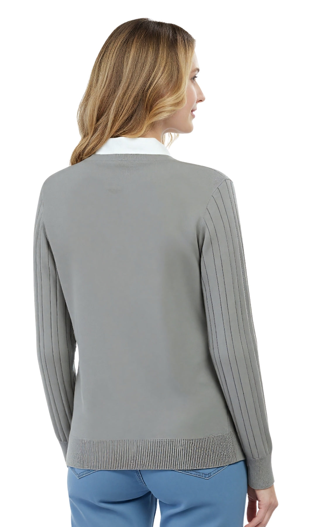 Women's Classic Button Front Cable Knit Cardigan in Soft Acryllic 9