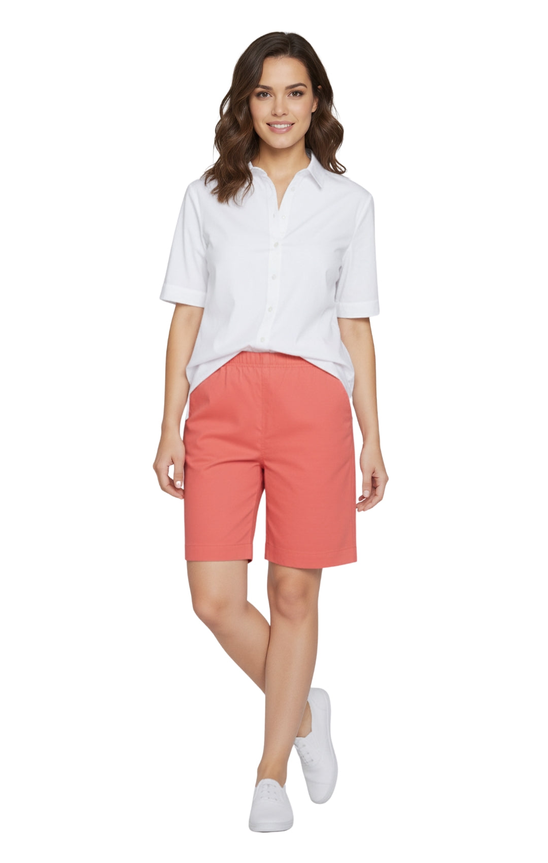 Women's Pull On Denim & Twill Shorts with stretch waist - No zipper or buttons 49