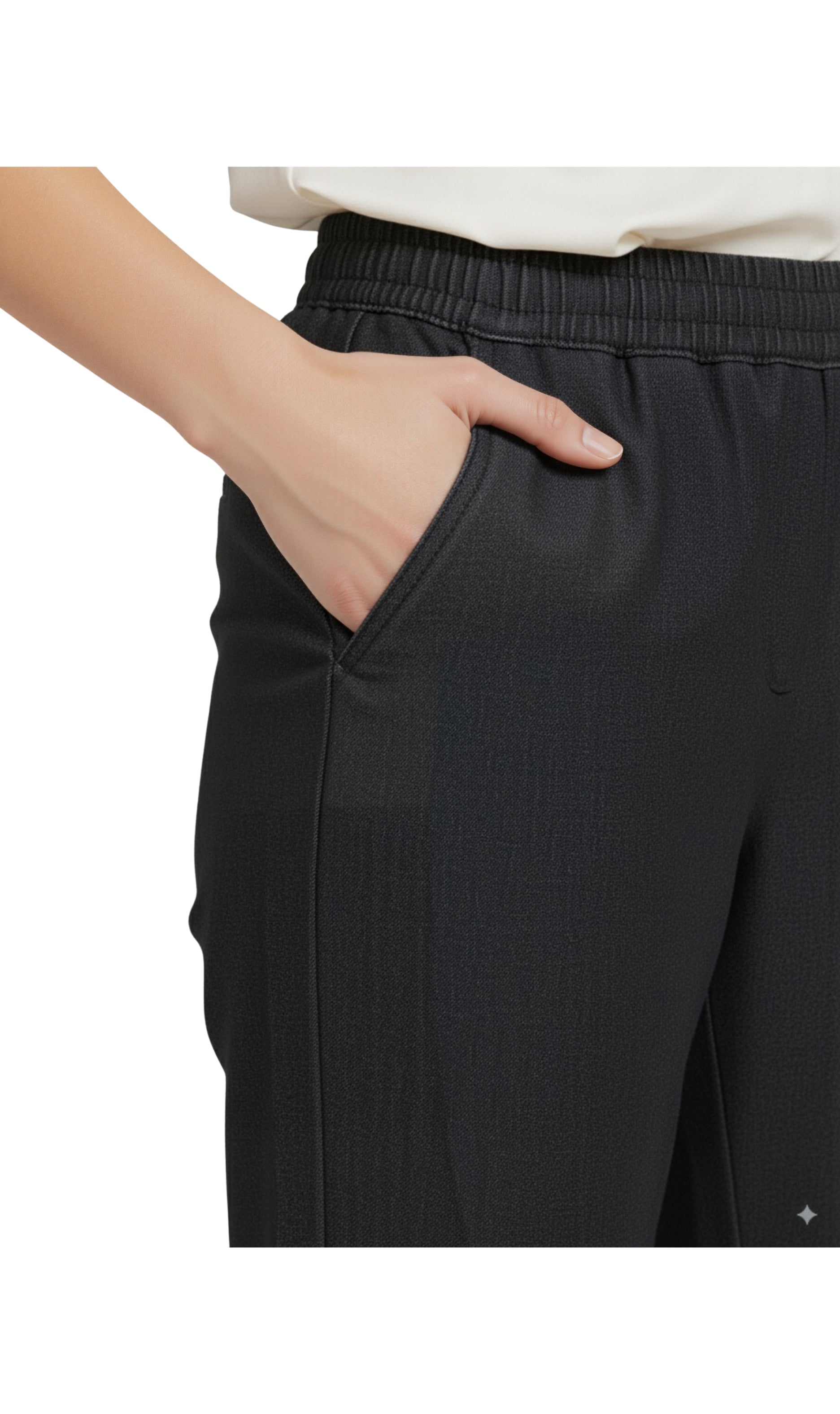 Turtle Bay New York Women's Easy Pull on Bermuda Shorts in Denim and Twill black pocket