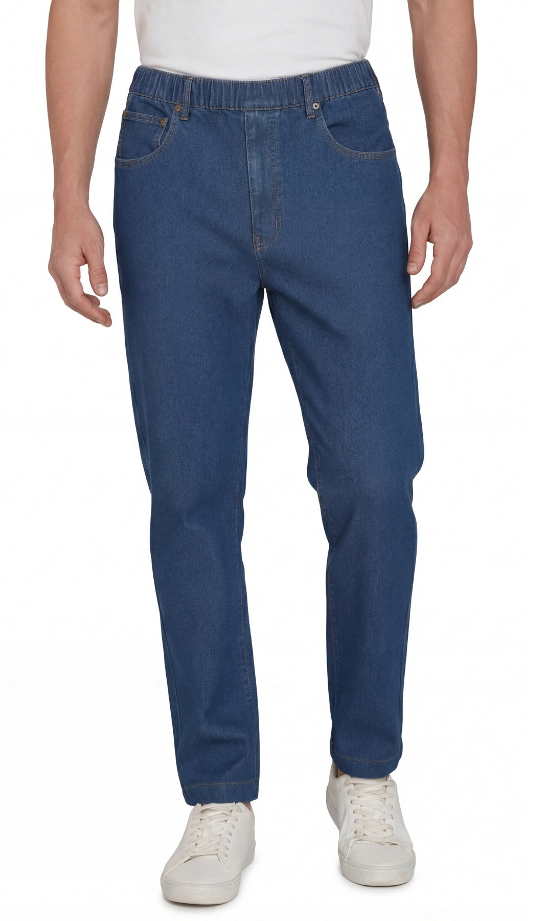 Men’s Lightweight Casual Elastic Waist Pull-On Jeans – Denim & Twill Pants with Easy Fit 24