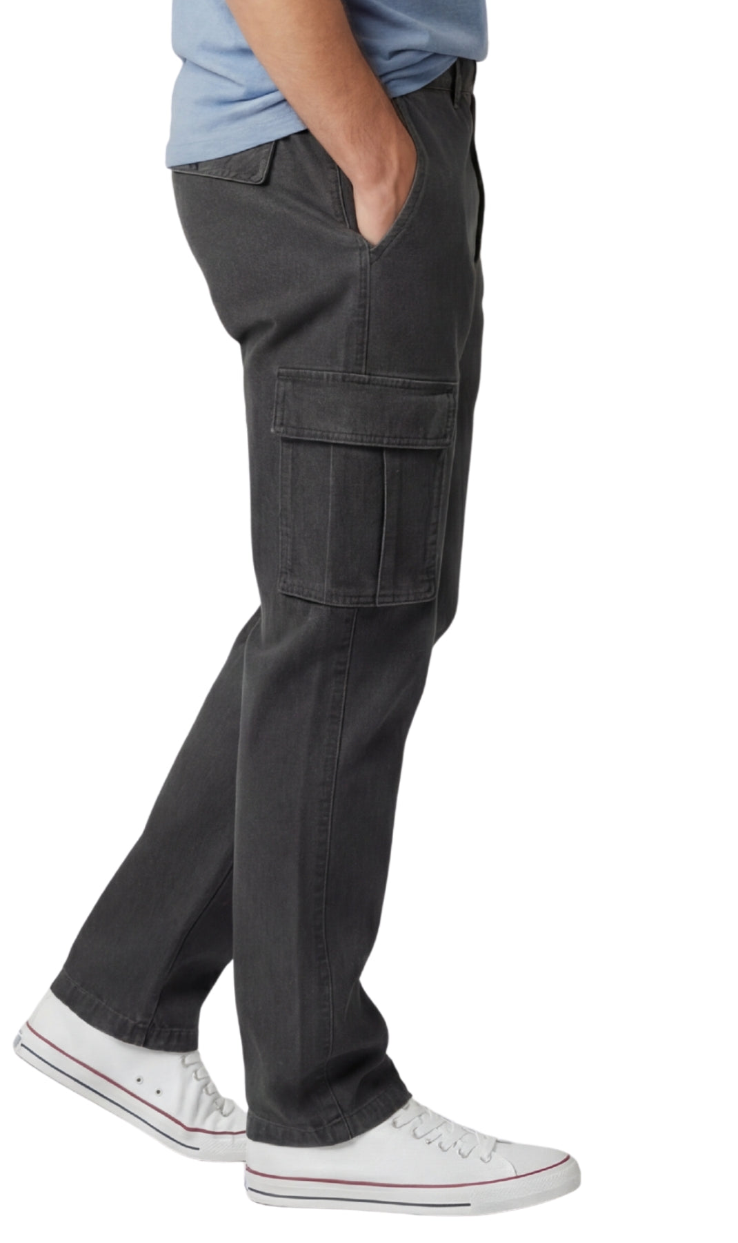 Men's Lightweight Double Cargo Pocket Pull-On Jeans – Cotton Blend Cargo Pants with Elastic Waist 9