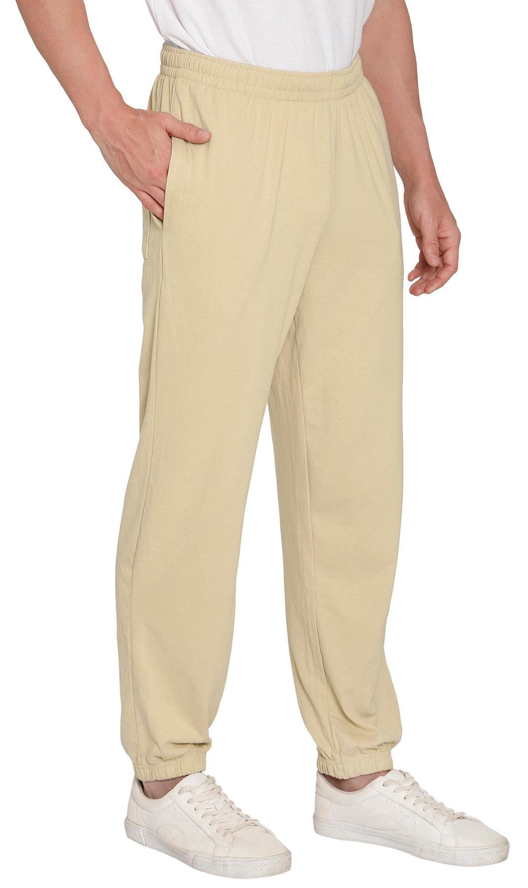 Men's Knit Pants - Pull On Elastic Waist for Effortless Dressing and Relaxed Comfort -  Tan - Front-  TURTLE BAY APPAREL