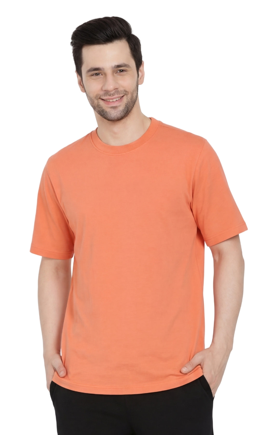 Turtle Bay Apparel Men's Heavyweight Crew Neck T-Shirt – Melon Front View