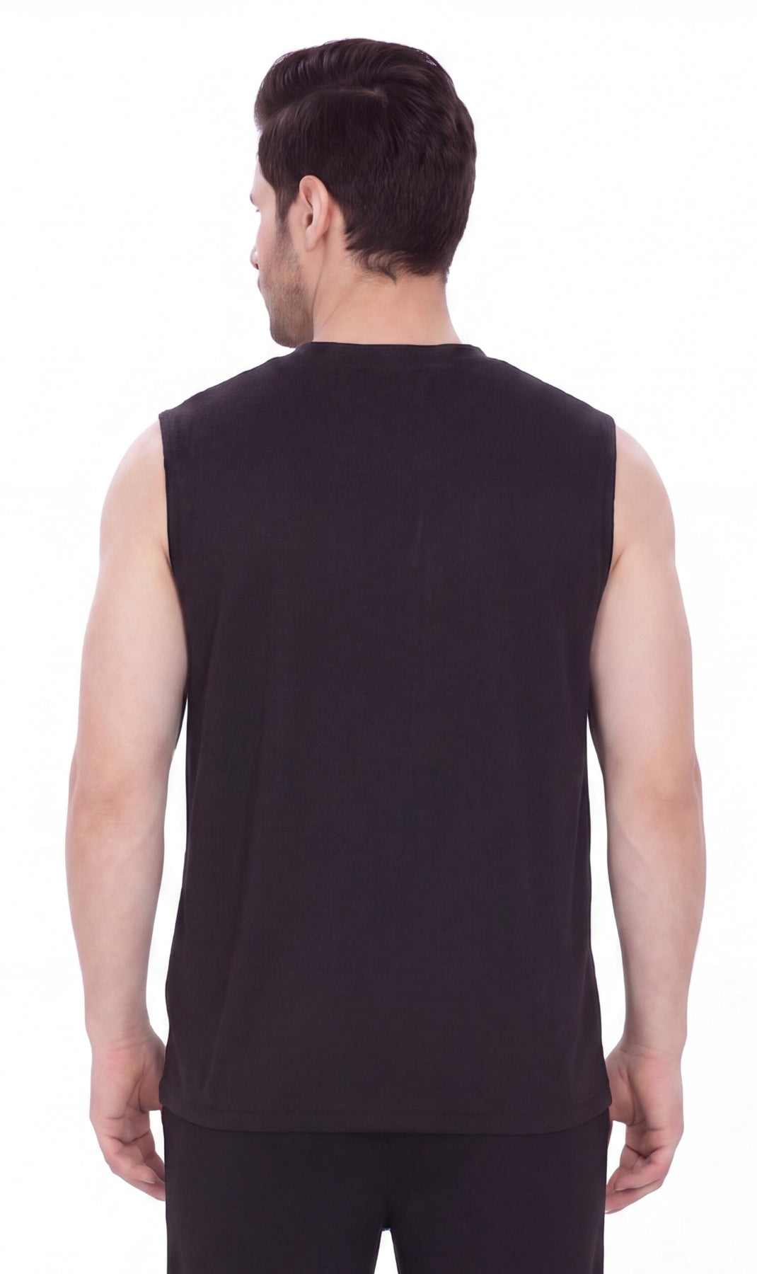 Turtle Bay Apparel Men's Sleeveless Crew Neck T-Shirt – Black Back View