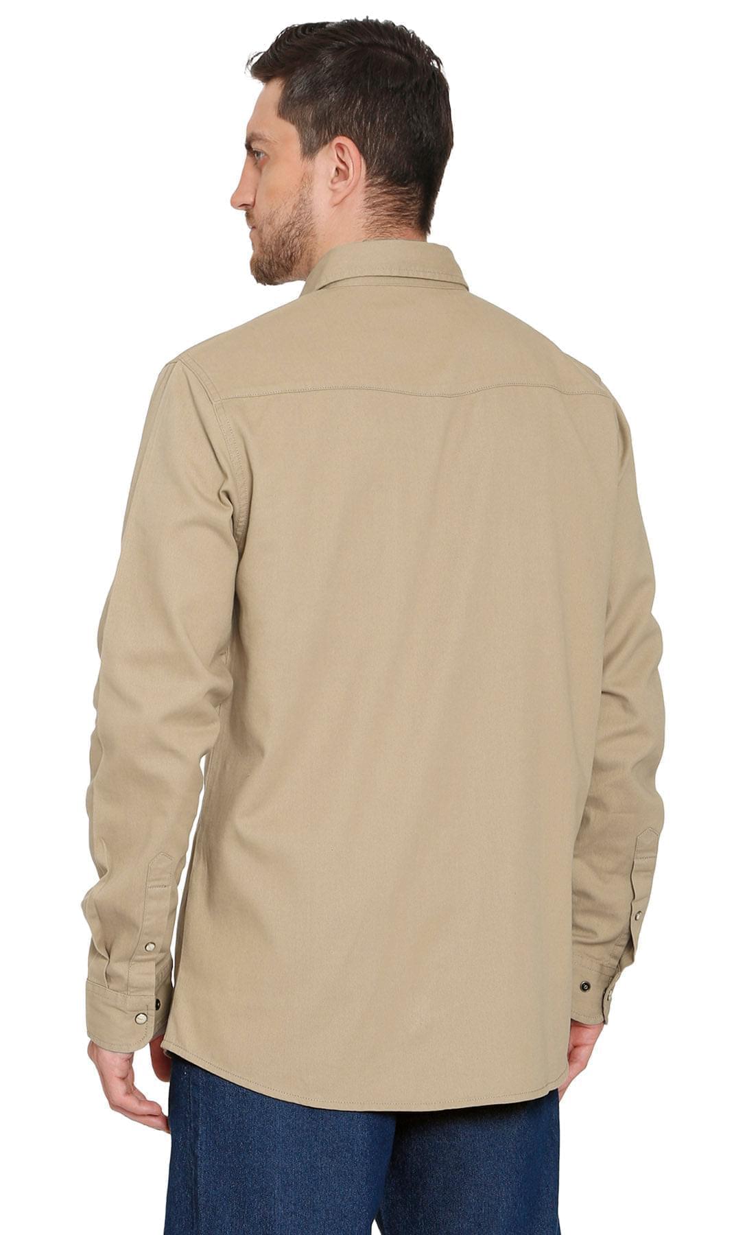 Mens Western Snap Front Shirt -  Khaki- Back -TURTLE BAY APPAREL