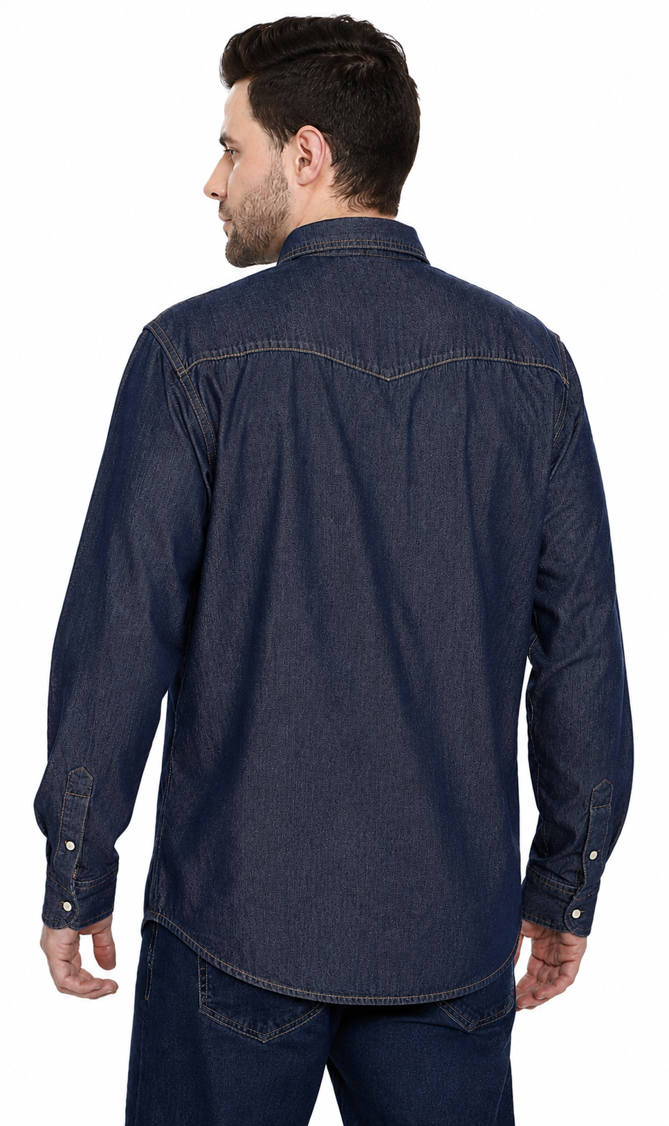 Men's Western Snap Button Shirt — Denim and Twill with Stitched Yoke 23