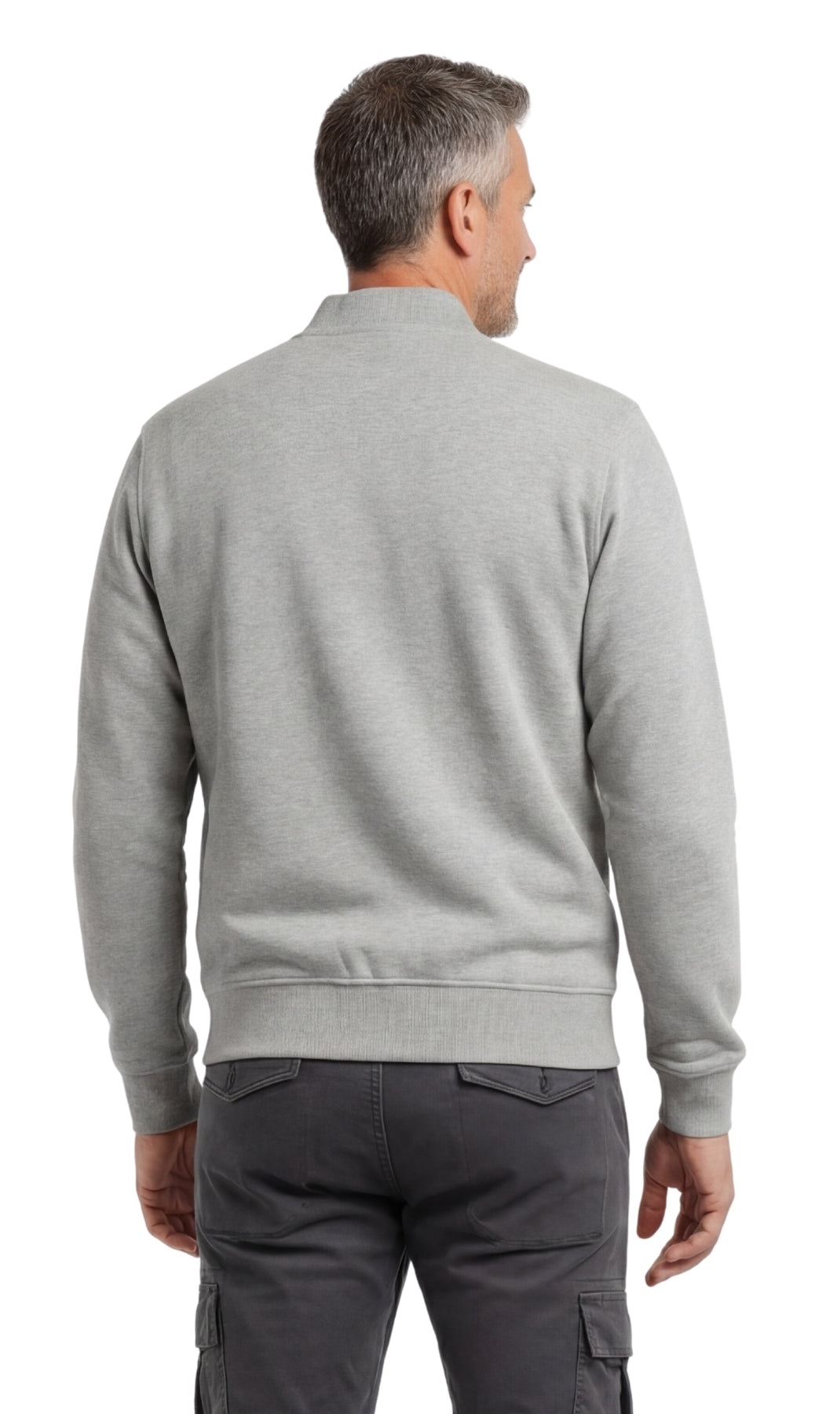 Turtle Bay New York Men's Classic Zip-Up Baseball Fleece Jacket in Lightweight Cotton Blend Fabric with Sporty Edge Heather Grey side