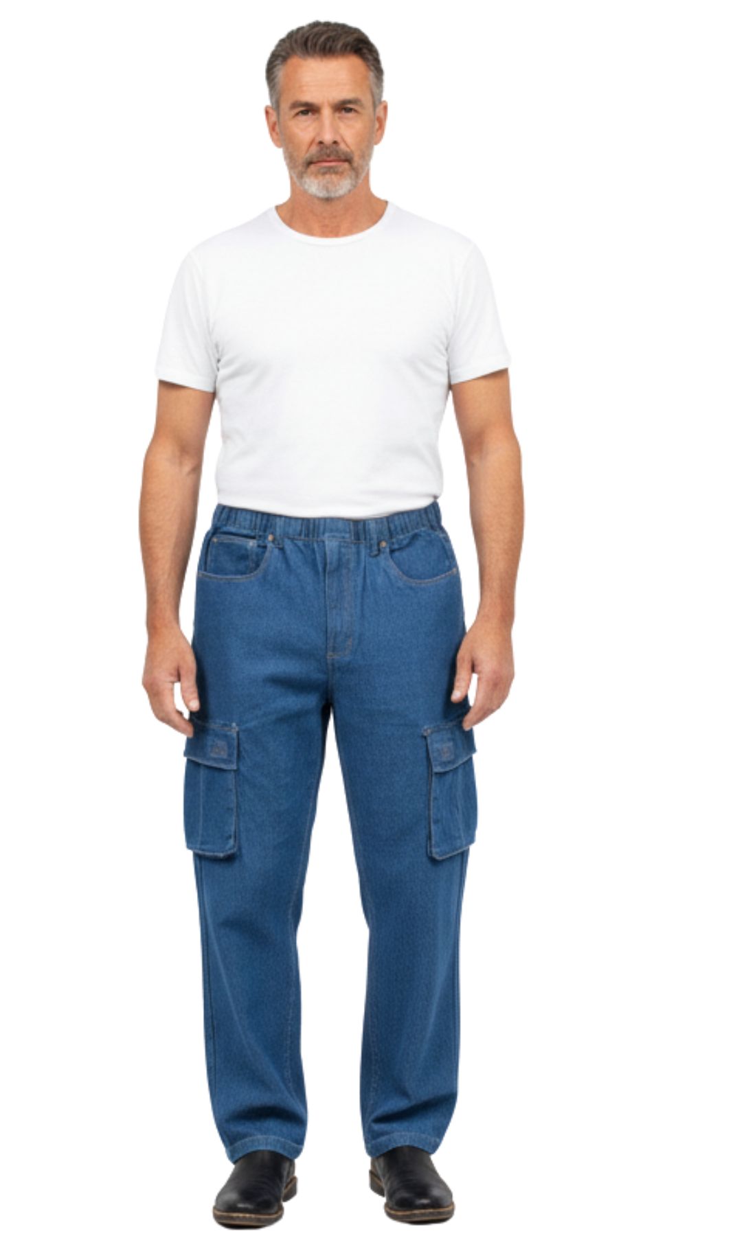 Men’s Double Cargo Pocket Pull-On Jeans – Rugged Cargo Pants in Cotton Blend Fabric 4