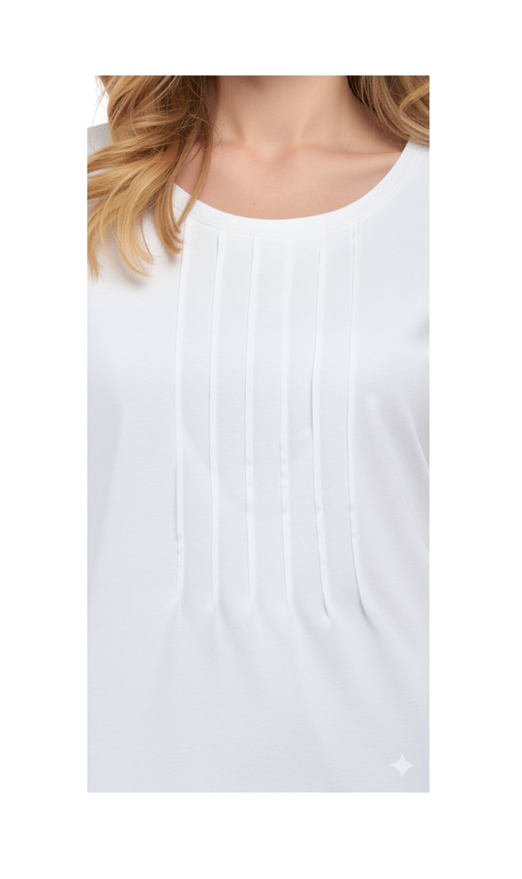 Women's Short Sleeve Cotton Knit T-shirt in Pintuck Style 29