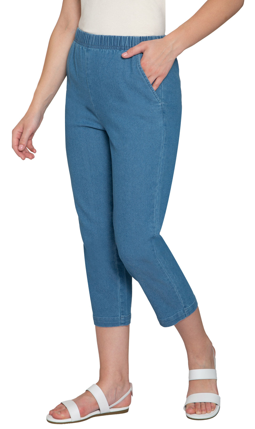 Turtle Bay Apparel Women's Lightweight Stretch Denim Capri Pants
