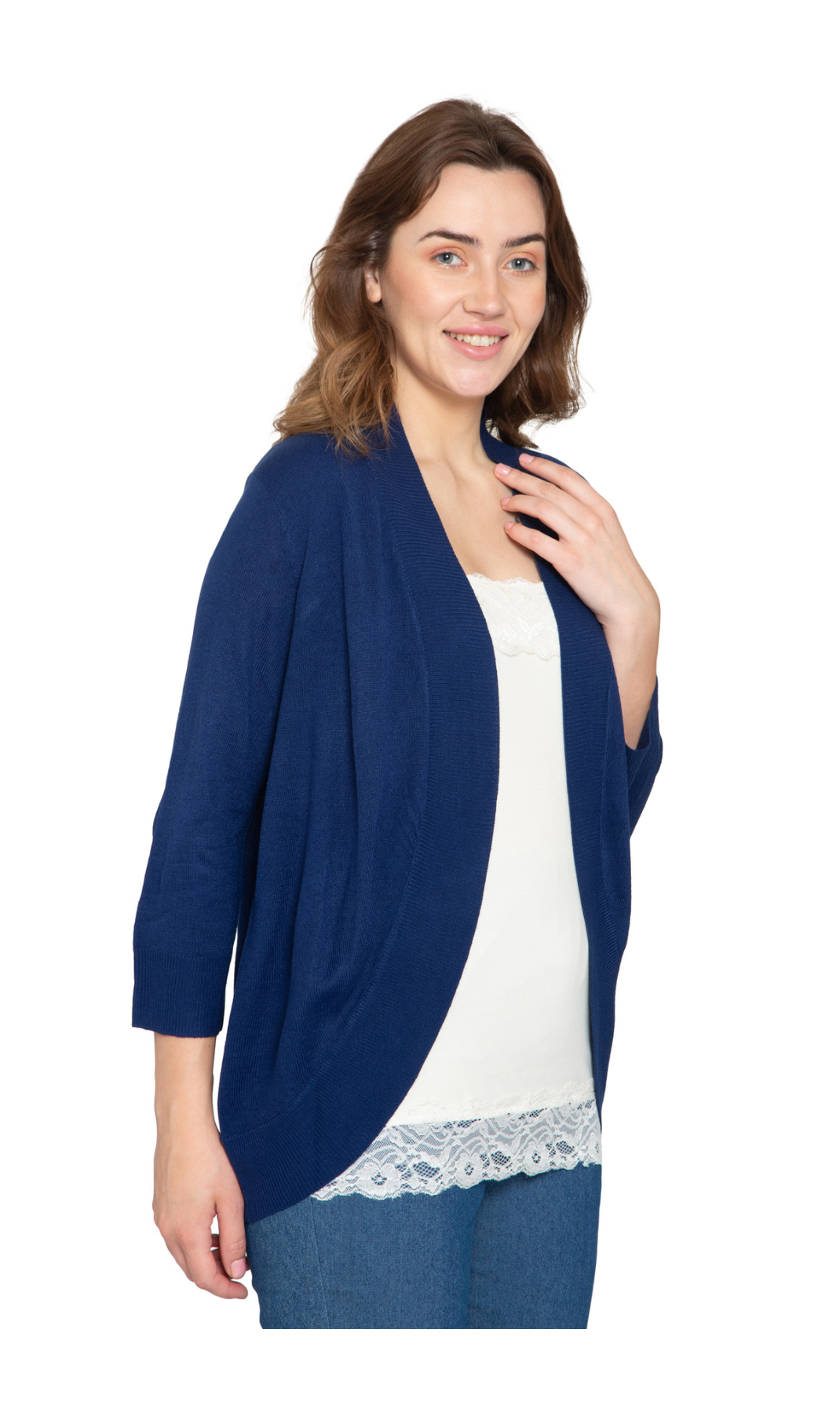 Turtle Bay Apparel Women's Curved Hem Cardigan - Open Front – Navy