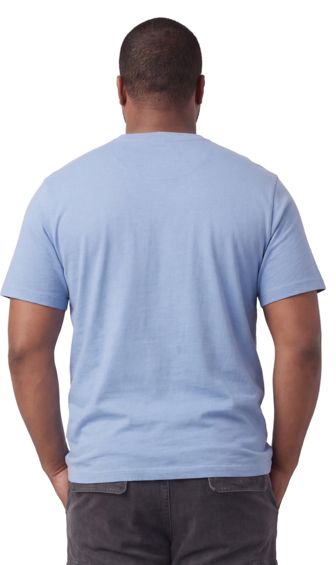 Turtle Bay New York Men's Short Sleeve Henley Relaxed Fit Shirt with Pocket Blue Heather back