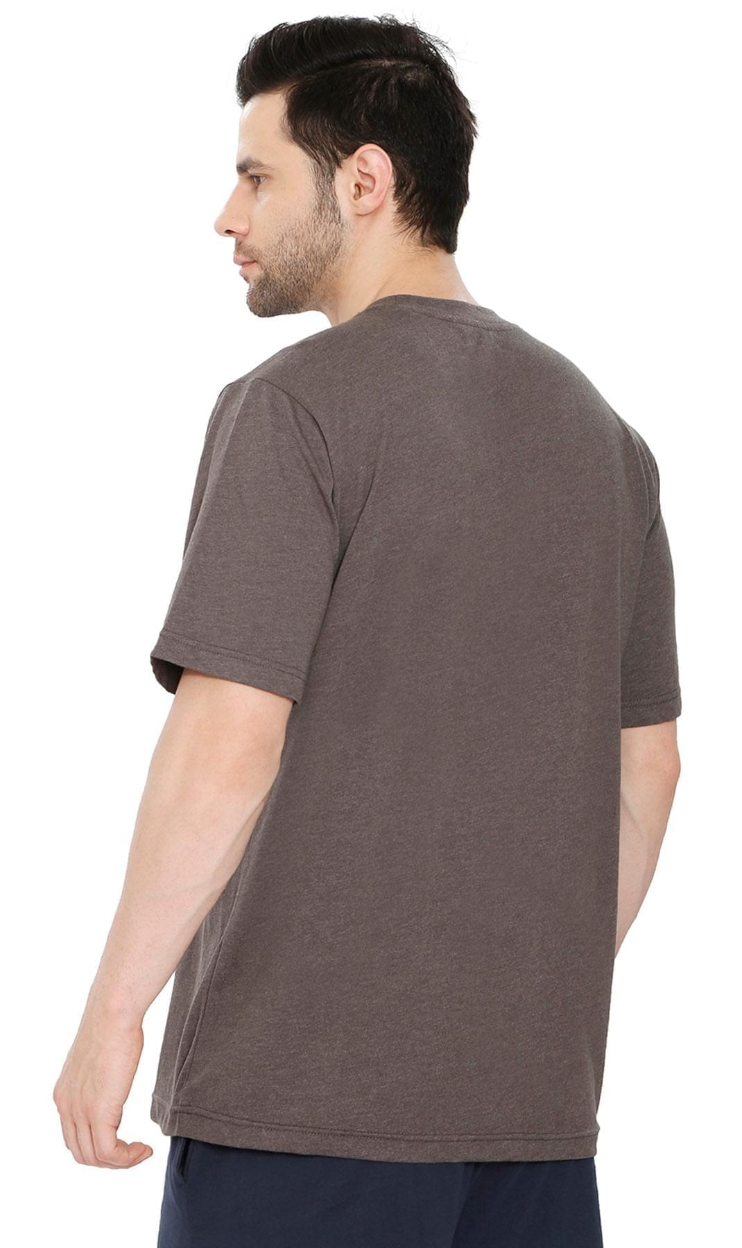 Men's Crew Neck Pocket Tee Shirt - Sturdy Jersey Keeps Its Shape CHARCOAL - BACK- TURTLE BAY APPAREL
