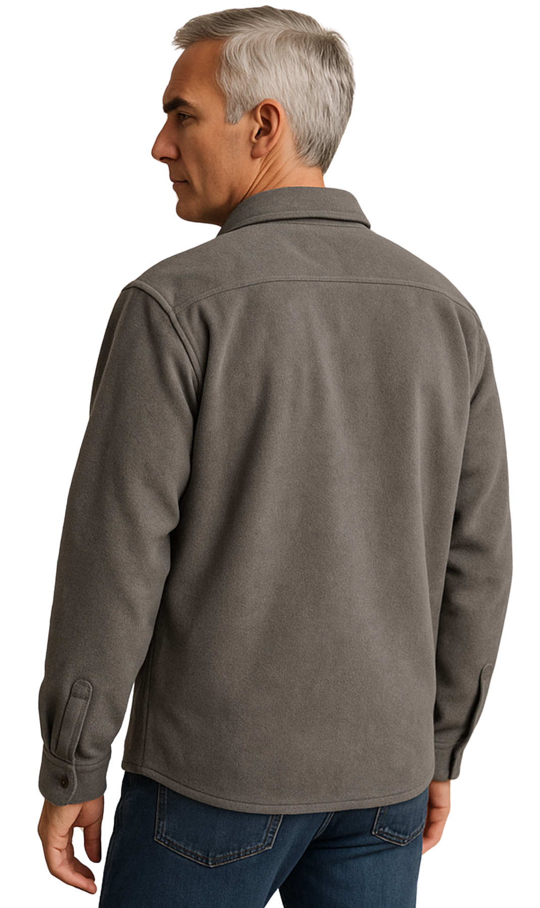 Man wearing a gray jacket on a white background_BACK2