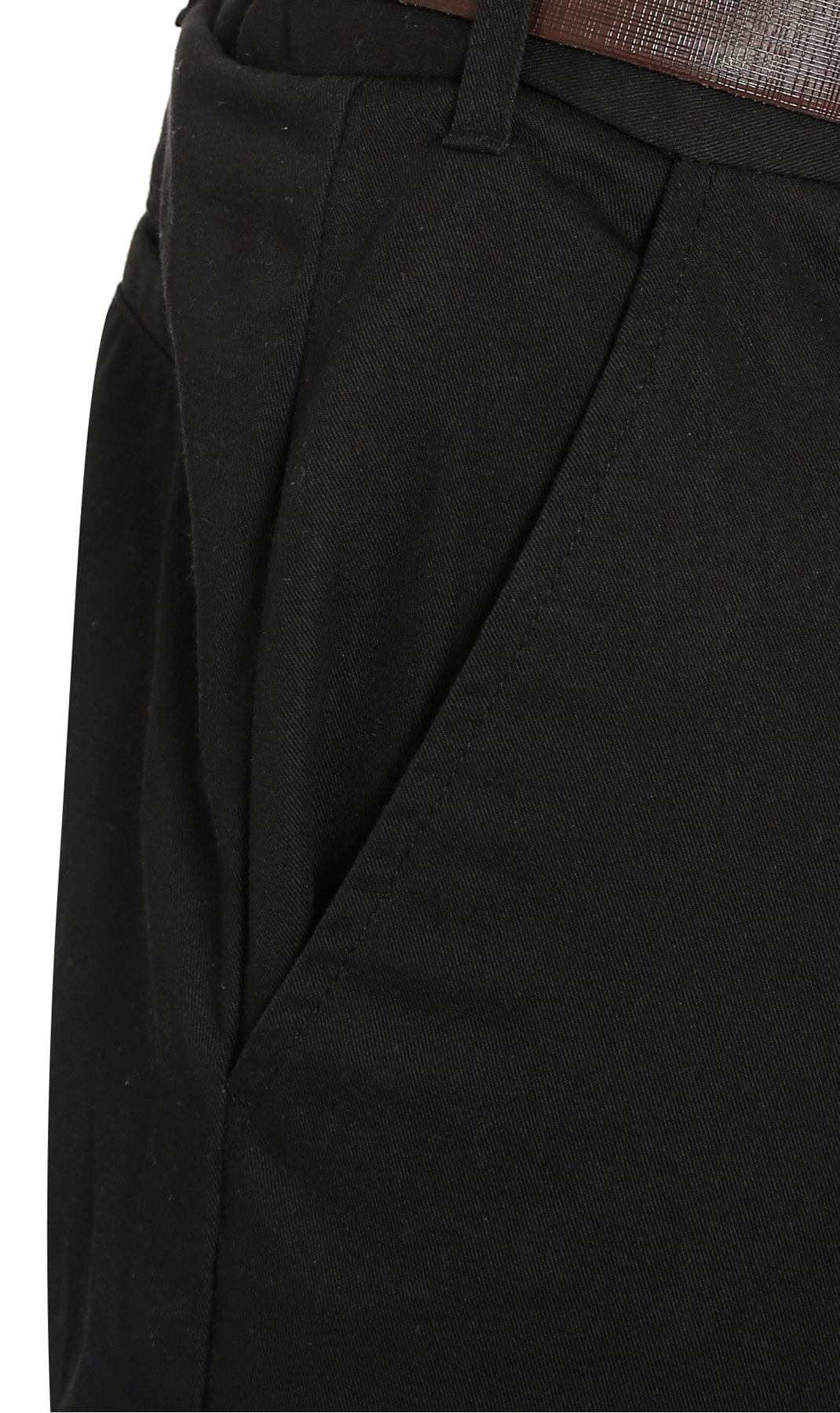 Men's Stretch Waist Chinos - Smooth Waistband Hides Comfy Elastic - Black  - pocket -TURTLE BAY APPAREL