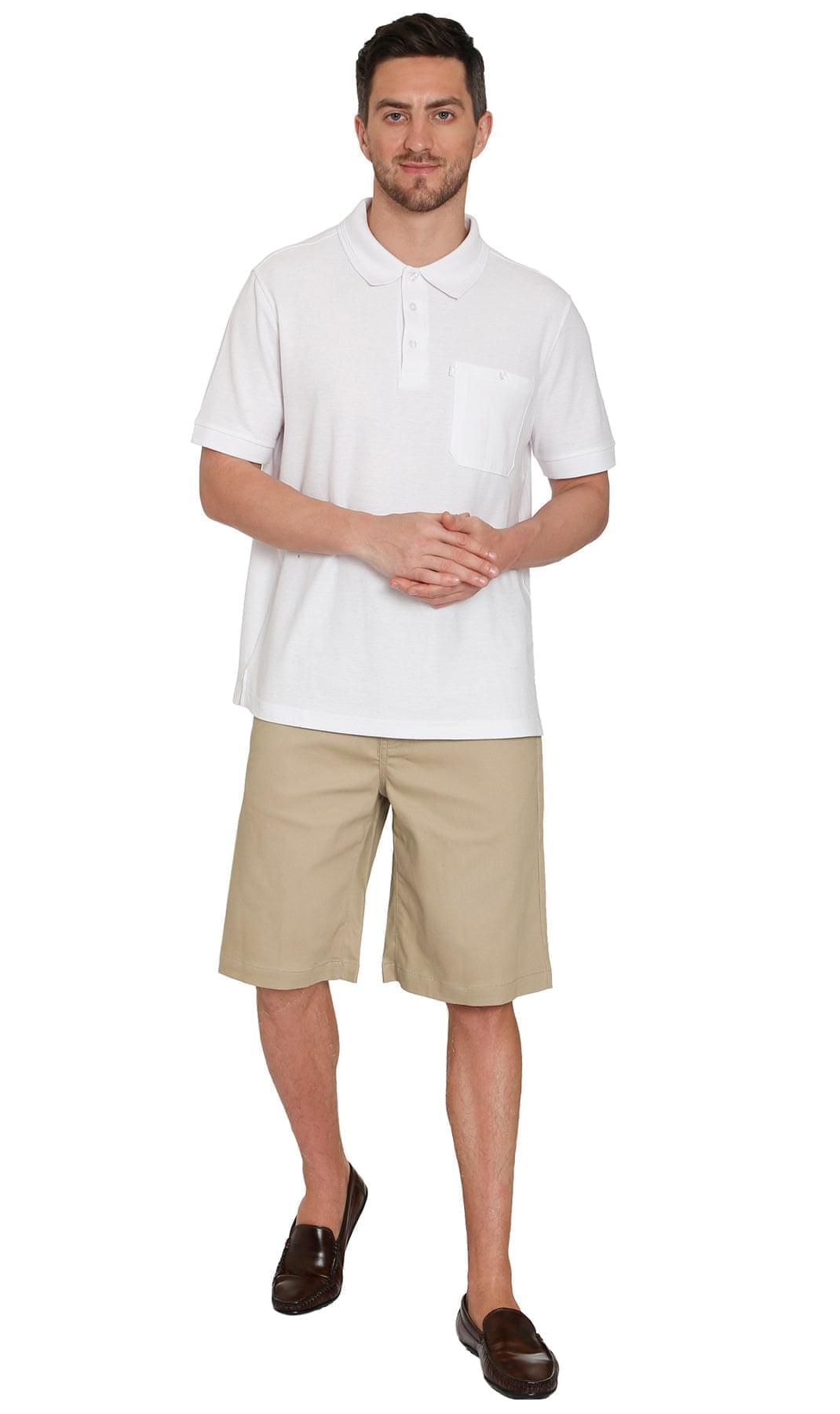 Men's Pull On Shorts - Easy Step-In Styling Free of Buttons and Snaps - Khaki - Front -TURTLE BAY APPAREL