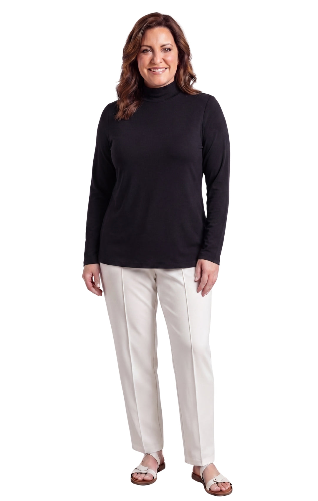 Women's Long Sleeve Cotton Blend Mock Neck Top - An All-Season Essential 9
