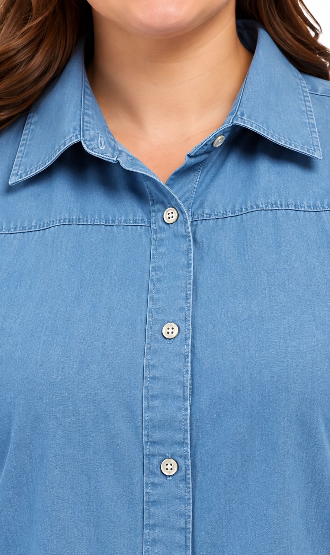 Women's Long Sleeve Denim Tunic Top — Button Front All Season Wear 10