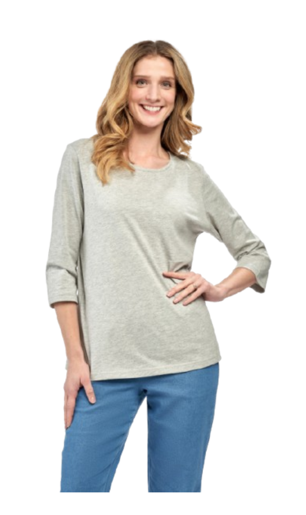 Women's 3/4 Sleeve Crew Neck Top – Comfortable Jer 19