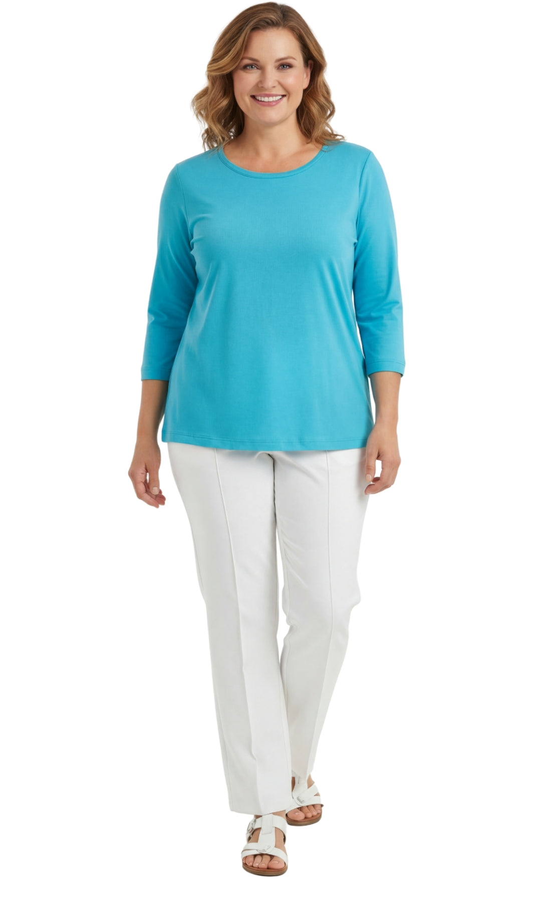 Women's 3/4 Sleeve Crew Neck Top – Comfortable Jer 35