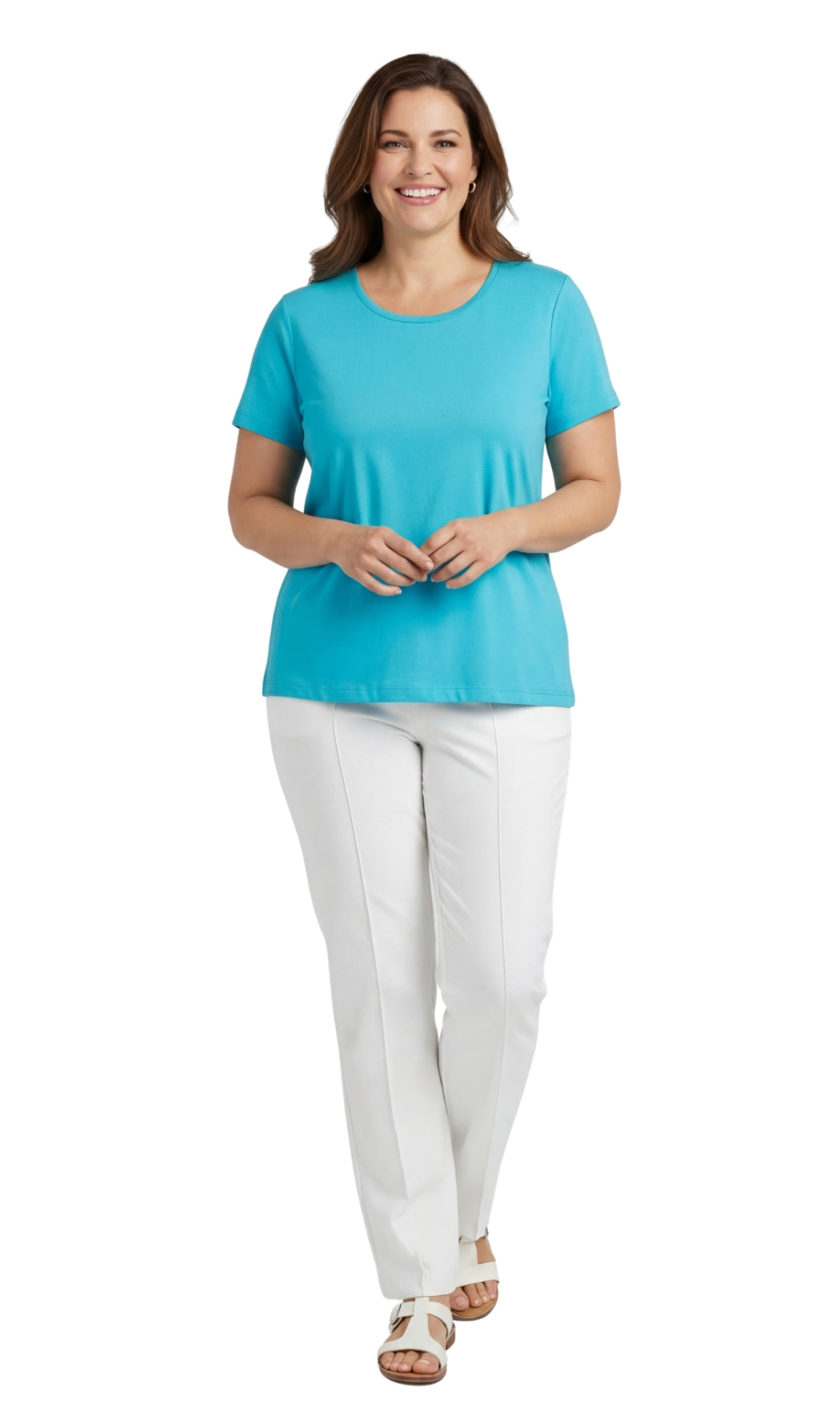 Women's Relaxed Fit Short-Sleeve Crew neck knit Tee Shirt 33