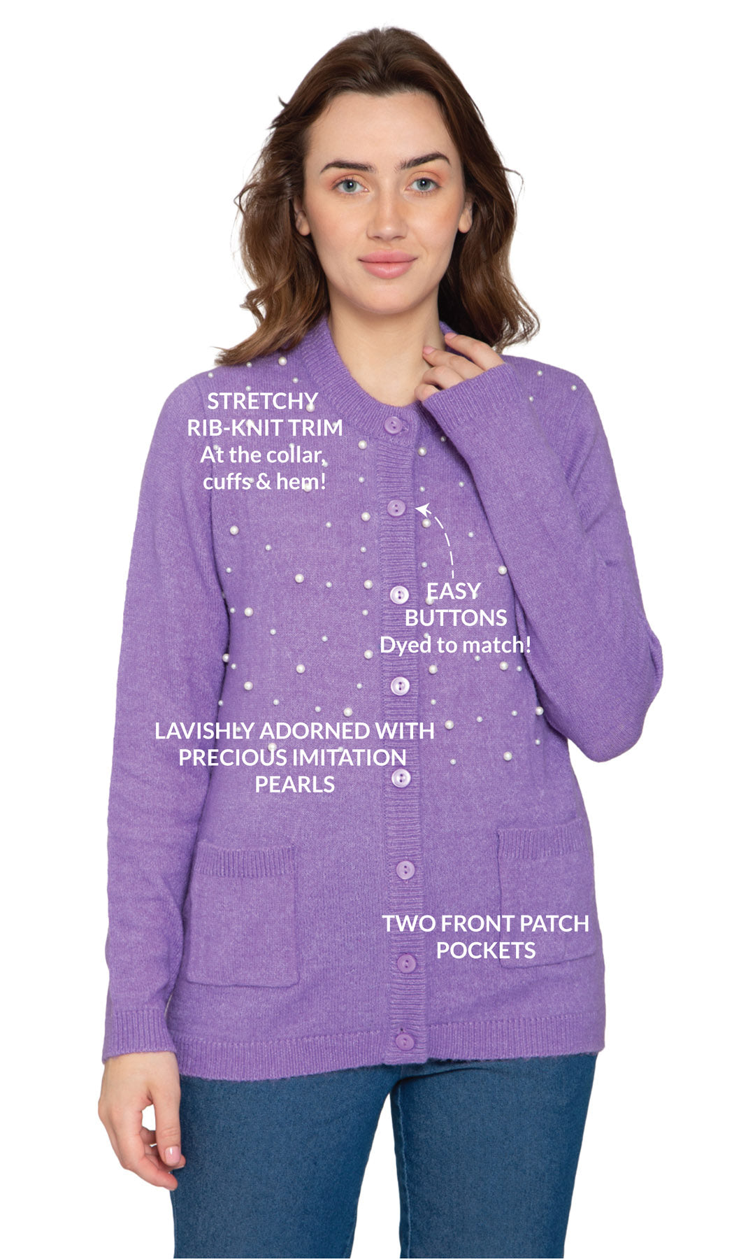 Women's Faux Pearl Cardigan in Cashmere