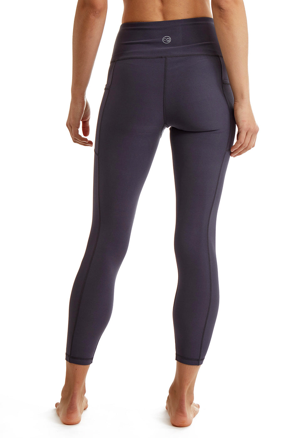 Women's Side Phone Pockets 7/8 Legging - Rabbit - BAck -TURTLE BAY APPAREL