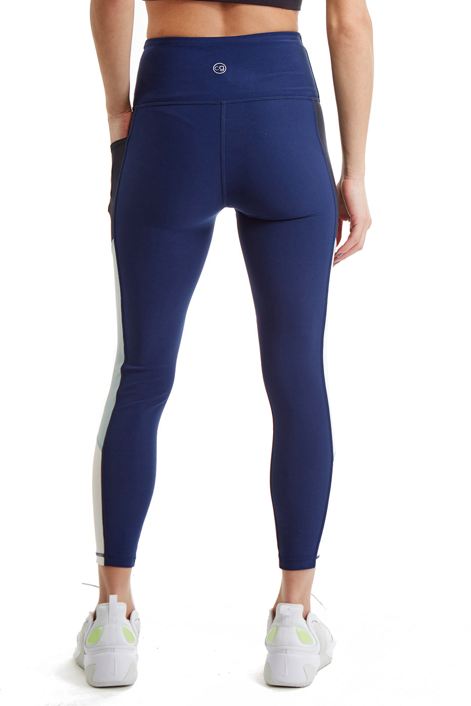 Women's Side Color Block Leggings 24" inseam - Dusk Blue- Back -TURTLE BAY APPAREL